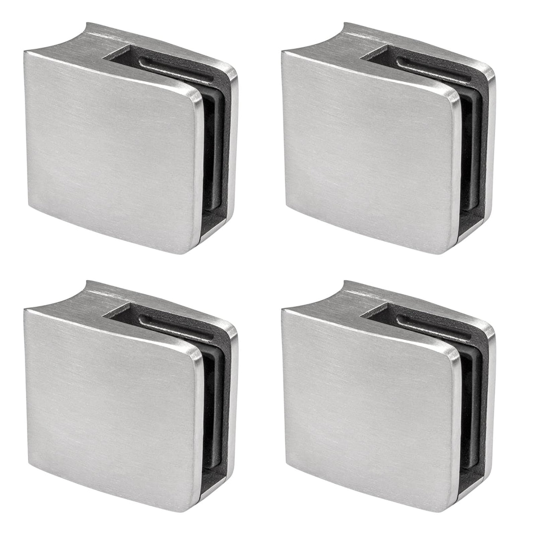 PRIOstahl Glashalter 4 Stück Glasklemme Klemmhalter Glashalter mit Sicherungsplatte + Sicherungsstif