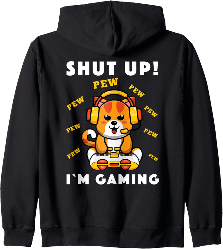 Gaming Katze Gaming Headset Gamer Spruch Outfit Gamer Nerds Kapuzenjacke