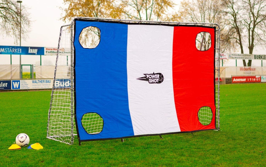 Fussballtor 3 x 2m aus Stahl von POWERSHOT®, Mit Klicksystem und Zubehör - Torwand wählbar Mit Torwa