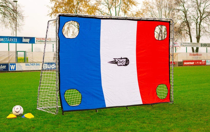 Fussballtor 3 x 2m aus Stahl von POWERSHOT®, Mit Klicksystem und Zubehör - Torwand wählbar Mit Torwa