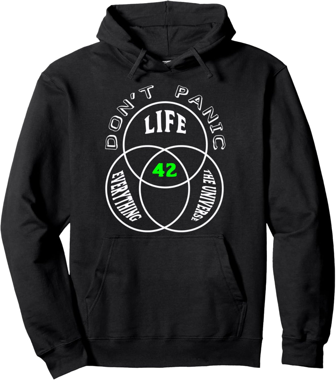 42 Antwort Universum Life Everything Don`t Panic Leben Was Pullover Hoodie