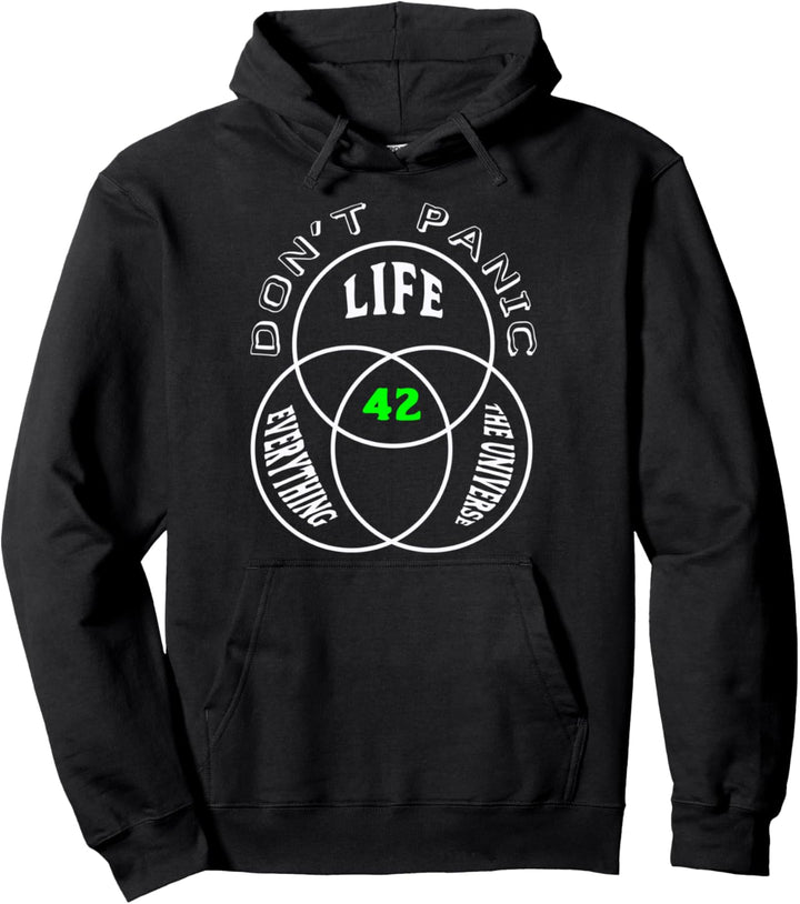 42 Antwort Universum Life Everything Don`t Panic Leben Was Pullover Hoodie