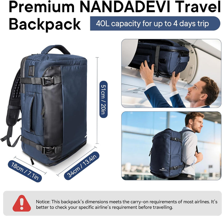 NANDADEVI Rucksack Herren, 40l, grosser, robuster, wasserabweisender Wanderrucksack mit Trocken- und