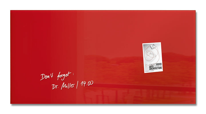 SIGEL GL147 Premium Glas-Whiteboard 91x46 cm rot hochglänzend, TÜV geprüft, einfache Montage, Glas-M