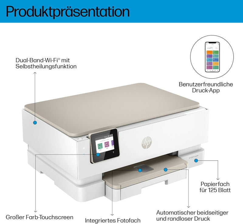 HP Envy Inspire 7220e Multifunktionsdrucker, Tintenstrahldrucker, 6 Monate gratis drucken mit HP Ins