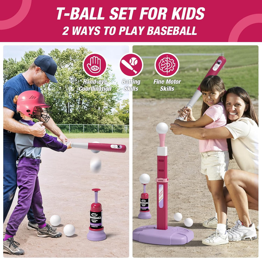 HYES 2 in 1 Basketballkörbe Kinder und T Ball Set, Basketballkorb Ständer Outdoor Indoor Höhenverste