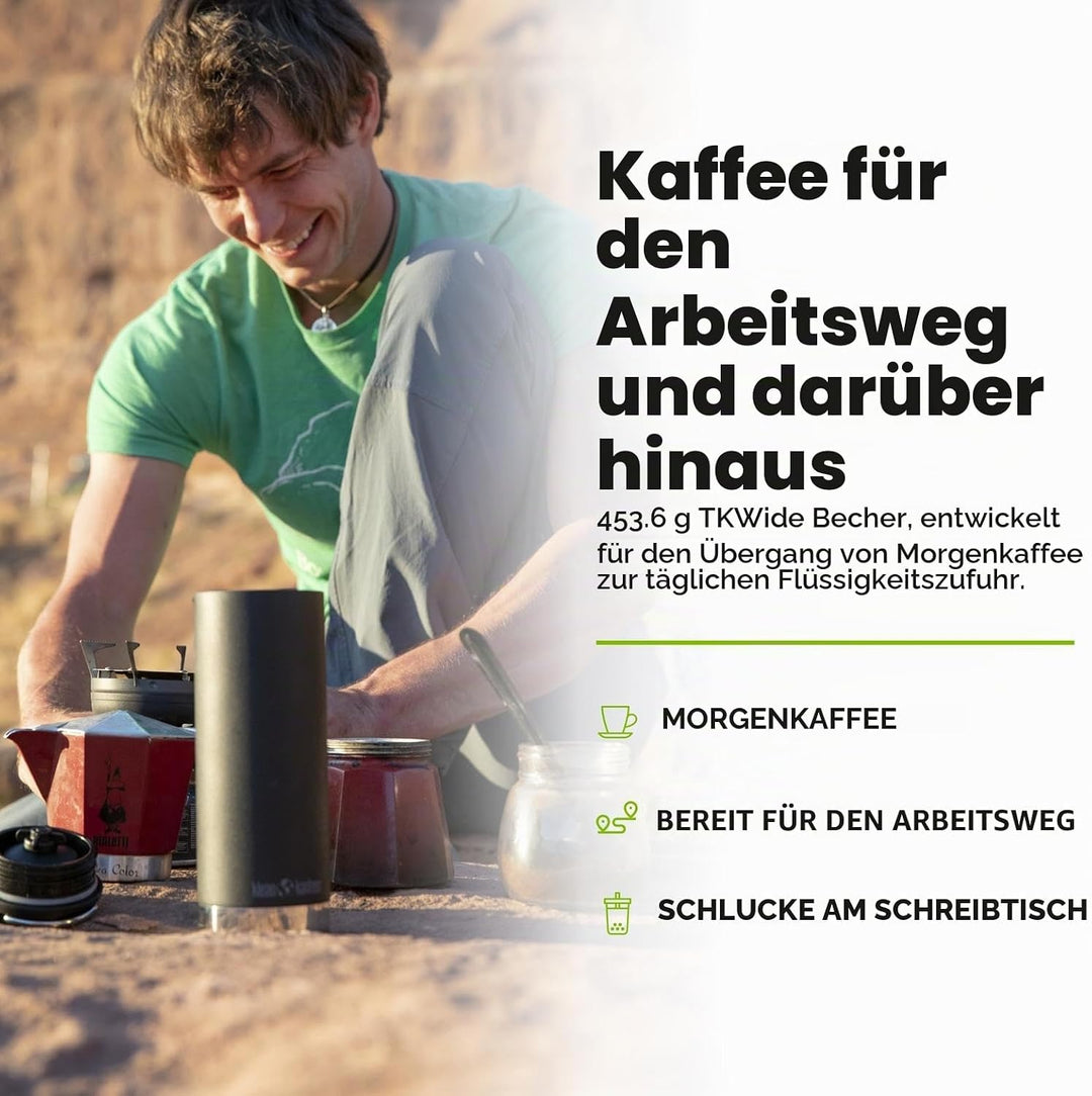 Klean Kanteen Herren tkwide Vi Trinkflasche Einheitsgrösse Schwarz, Einheitsgrösse Schwarz