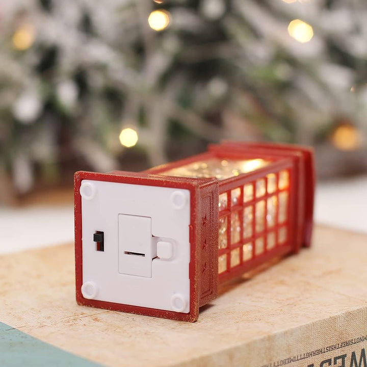 2 Stück Weihnachten Schneekugel Laterne LED Wasser Telefonzelle Weihnachtskugel Telefonkabine Orname