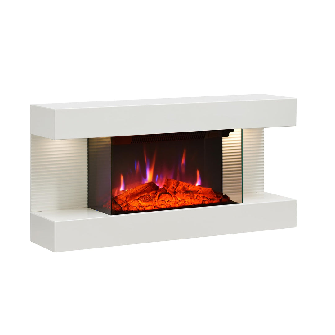 BALDERIA Elektrokamin Ida | Elektrischer Wandkamin mit 3D-Flammeneffekt | Elektro Heizung 1800W | Ka