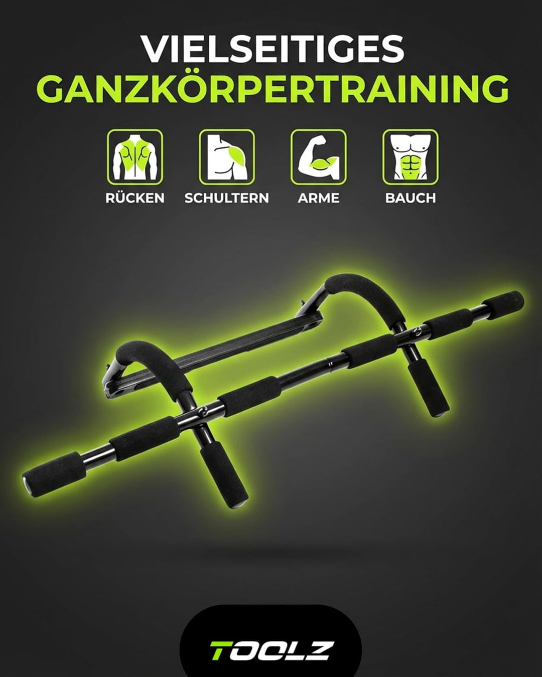 TOOLZ Chin Up Bar – Klimmzugstange für Zuhause – Multifunktionstrainer für Sit-ups, Press-ups & Chin