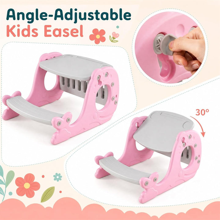 HOMASIS 4-in-1 Convertible Aktivitätentisch mit Bank (Rosa), Rosa