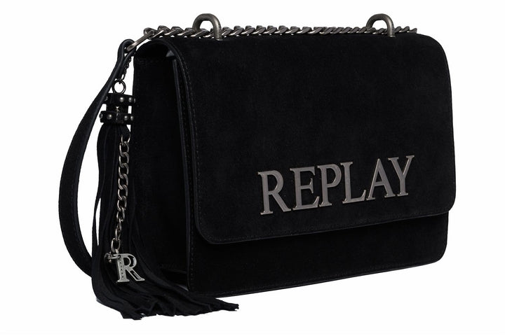 Replay Damen Umhängetasche aus Rindsleder Black 098, Black 098