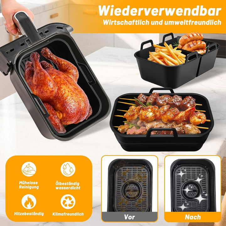 4 Stück Ninja Heissluftfritteuse Silikonform für Ninja AF400EU SL400EU AF451EU 9,5L | COSORI 8,5L |