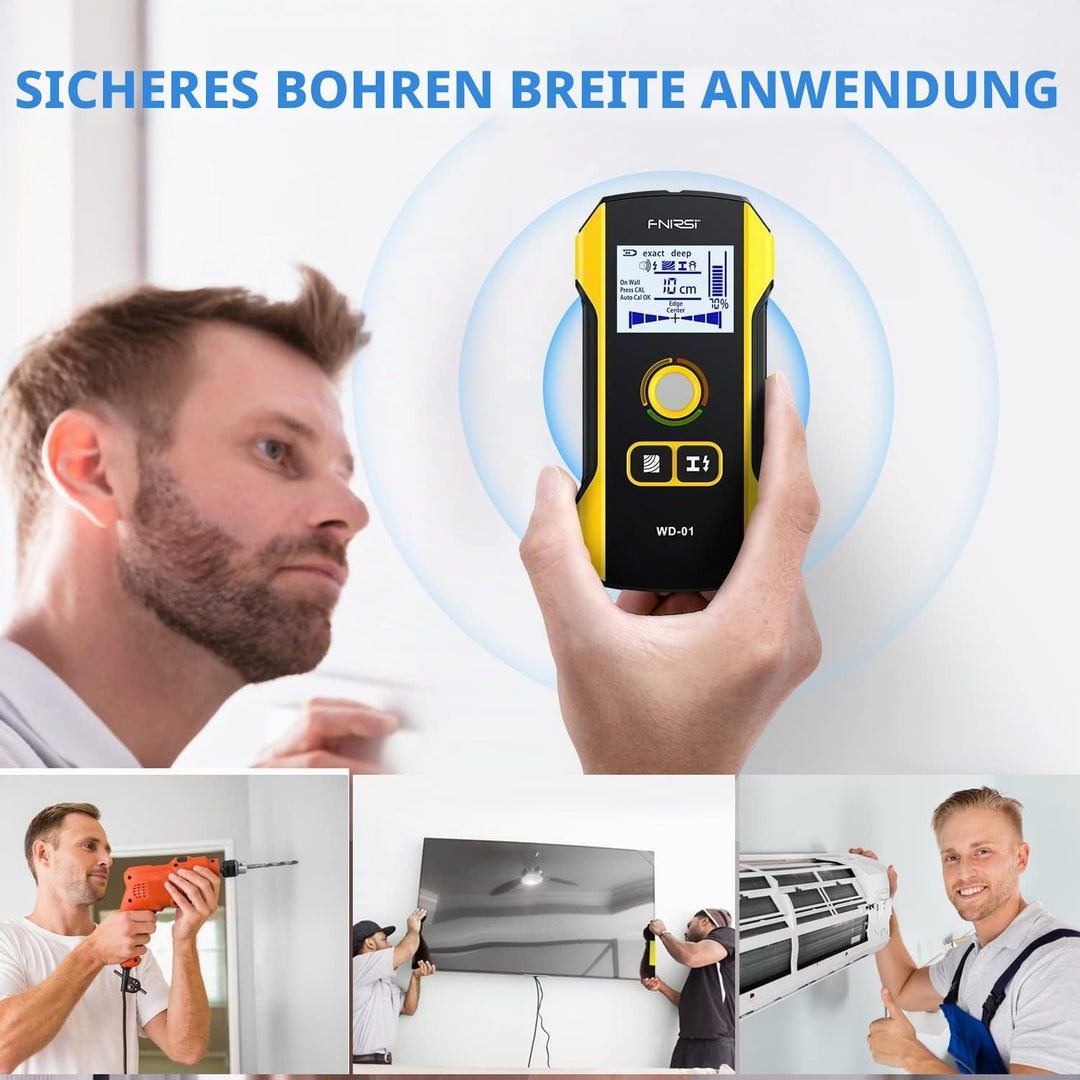 FNIRSI 6-in-1 Wandscanner – Elektronischer Wanddetektor für Holz- und Metallständer, Kabel, Rohre un