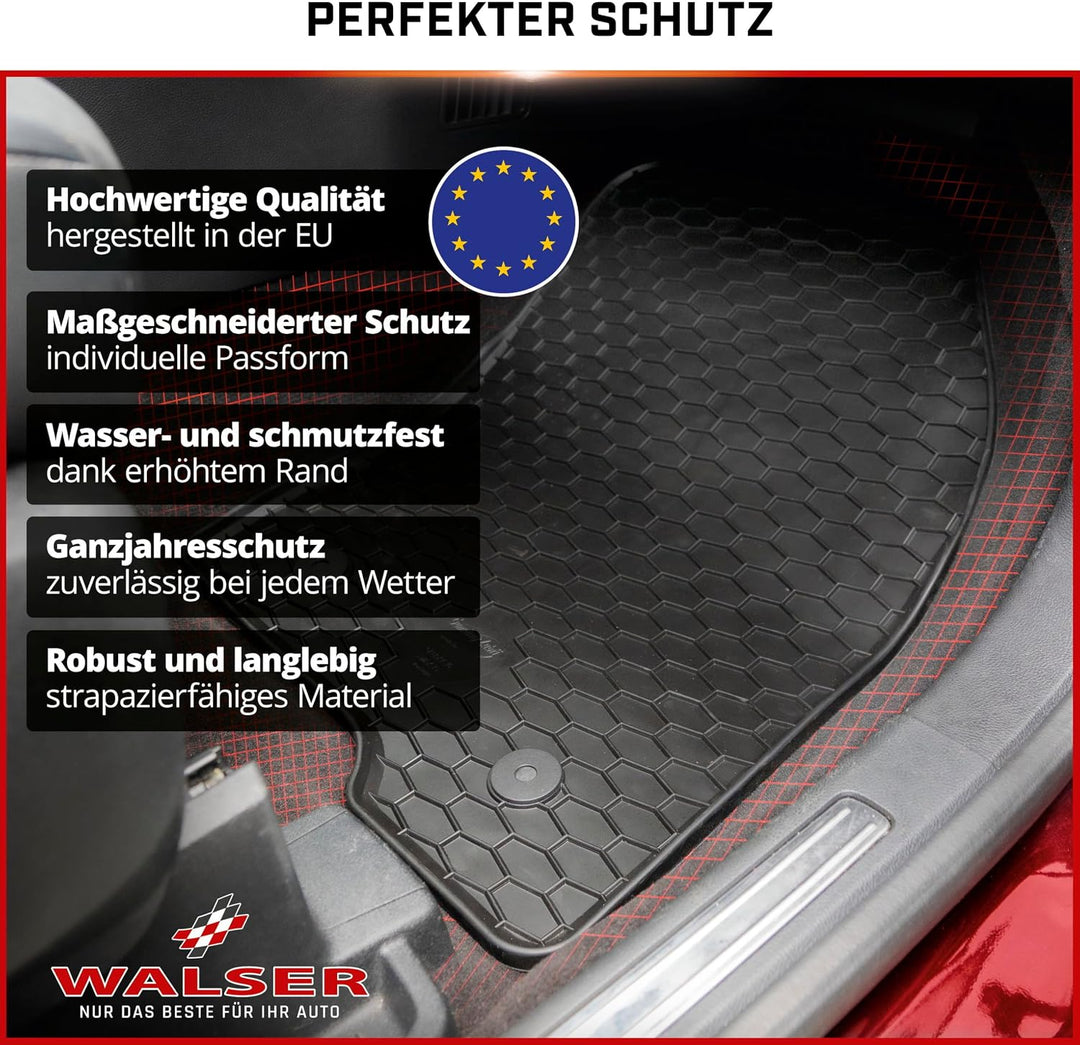 WALSER DirtGuard Gummi Fussmatten Auto kompatibel mit Dacia Duster 2010-2018, Dacia Sandero 2008-Heu
