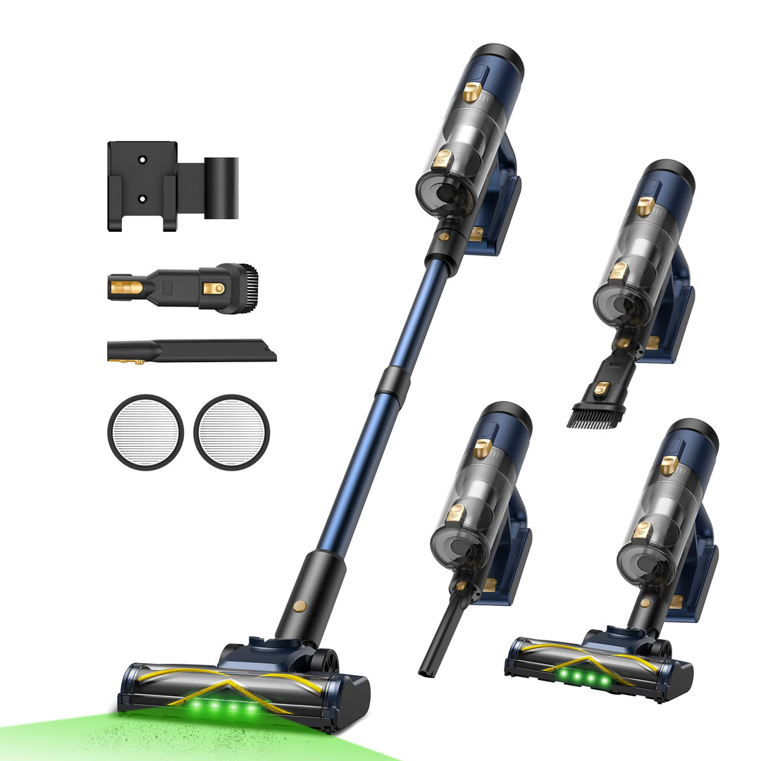 Vexilar V12 Staubsauger Kabellos 50Min/50kPa/450W, Akku Staubsauger mit LED Display, Grün Licht, Ant