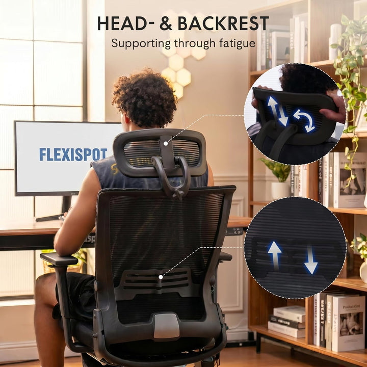 FLEXISPOT Ergonomischer Bürostuhl, Foldex, klappbarer Bürostuhl für Kleine Räume mit Lendenwirbelstü