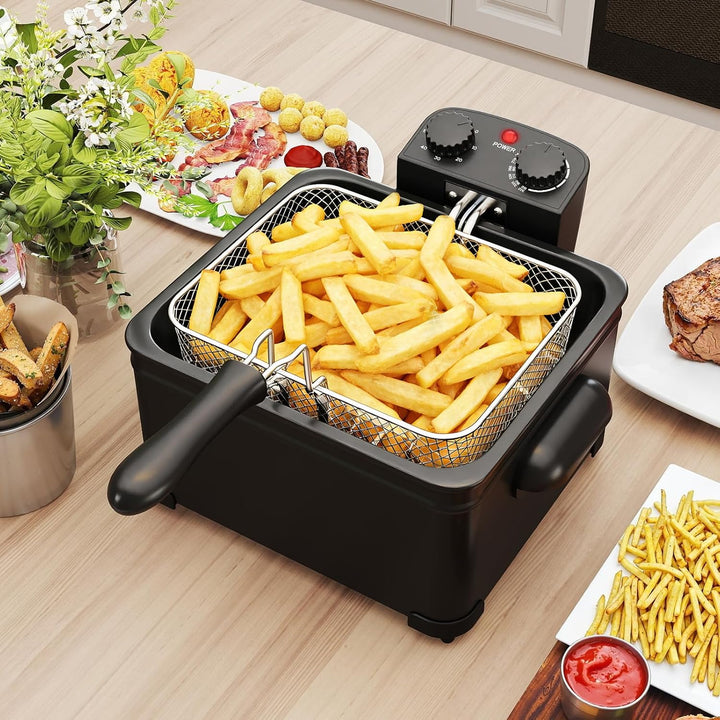 COSTWAY Fritteuse 3L, 2000 W Friteuse mit Öl, Fettfriteuse mit einstellbarem Thermostat 150-190℃ & T