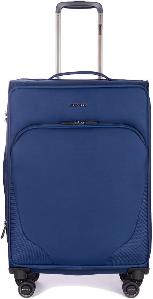 Stratic Mix Koffer Weichschale Reisekoffer Trolley Rollkoffer mittelgross, TSA Kofferschloss, 4 Roll