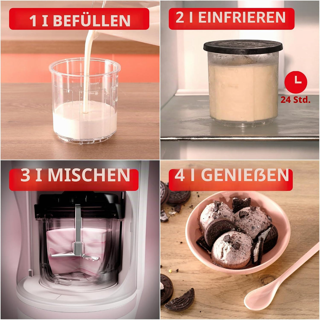 Moulinex Dolci, Eismaschine, 10 Programme, automatische Reinigung, 1-Step Perfector-Technologie, MJ6