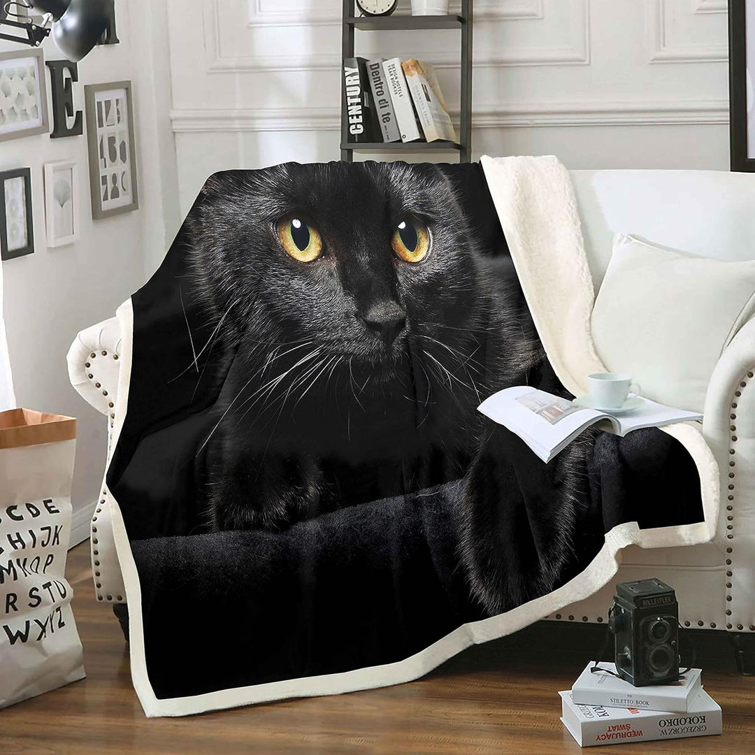 Loussiesd Katze Haustier Katzen Muster Decke 150x200cm Nettes Kätzchen Kuscheldecke für Kinder Kinde