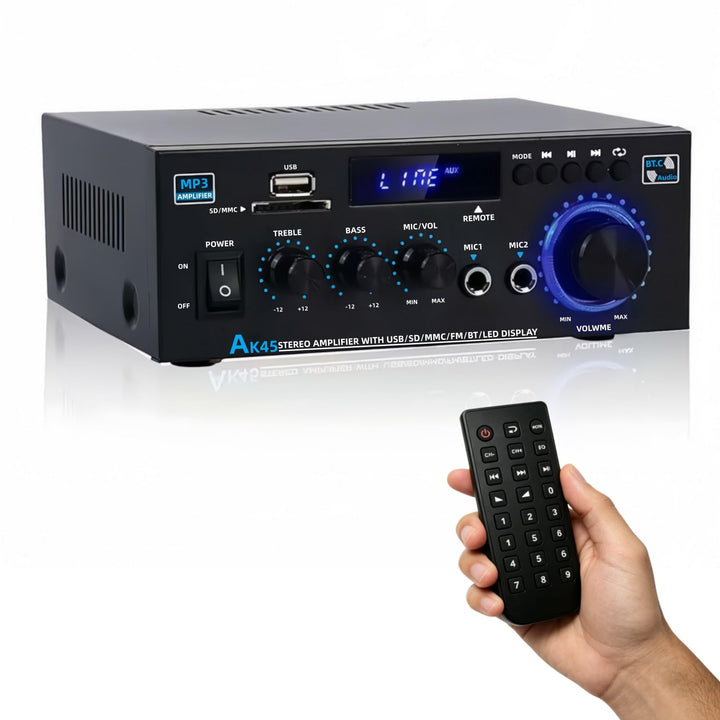 AK45 HiFi Bluetooth Verstärker Mini Stereo Audio Receiver 2.0 Kanal Endverstärker Soundverstärker mi