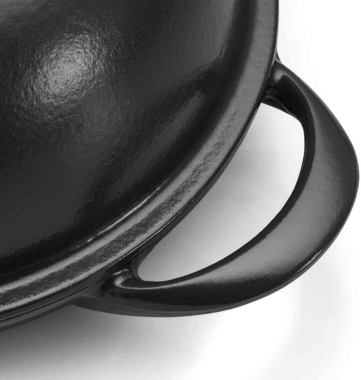 tramontina Brotbräter aus Emailliertem Gusseisen mit Deckel, Bis 260 °C Schwarz, Schwarz