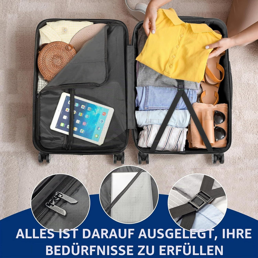 LALAHO Kofferset 3 teilig, Reisekoffer Set, Hartschalen Koffer Set aus ABS, Gepäckset mit Teleskopgr