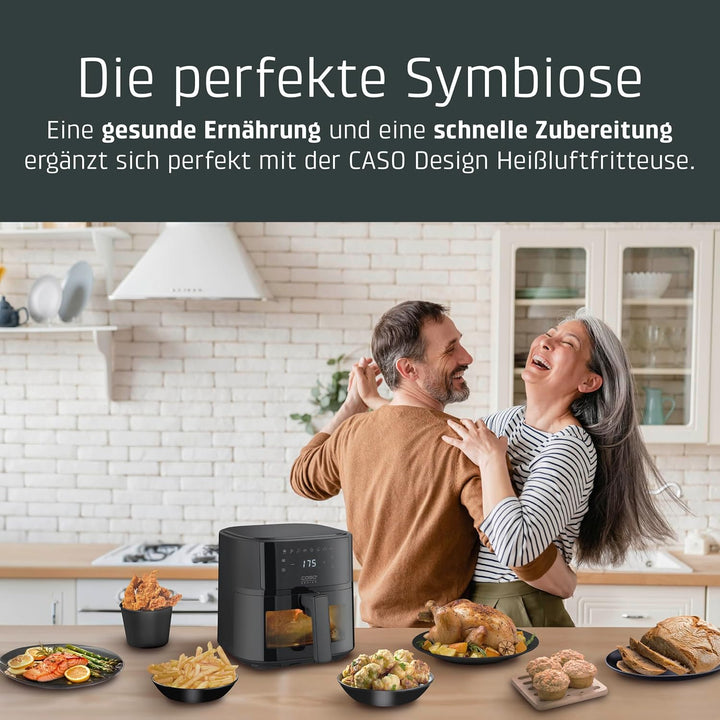 CASO AirFry 6.0 - Heissluftfritteuse, Airfryer, 6 Liter, Timer, Besonders Leise 38 db, Shake-Reminde