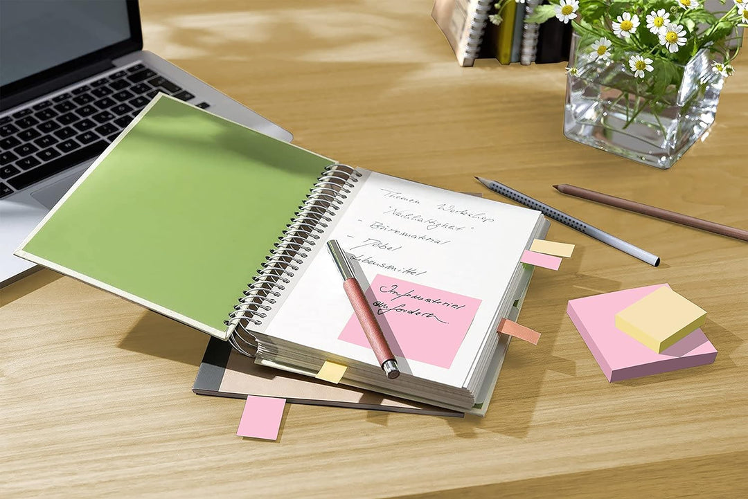 Post-it Recycling Notes, Assortierte Farben, Packung mit 16 Blöcken, 100 Blatt pro Block, 76 mm x 12