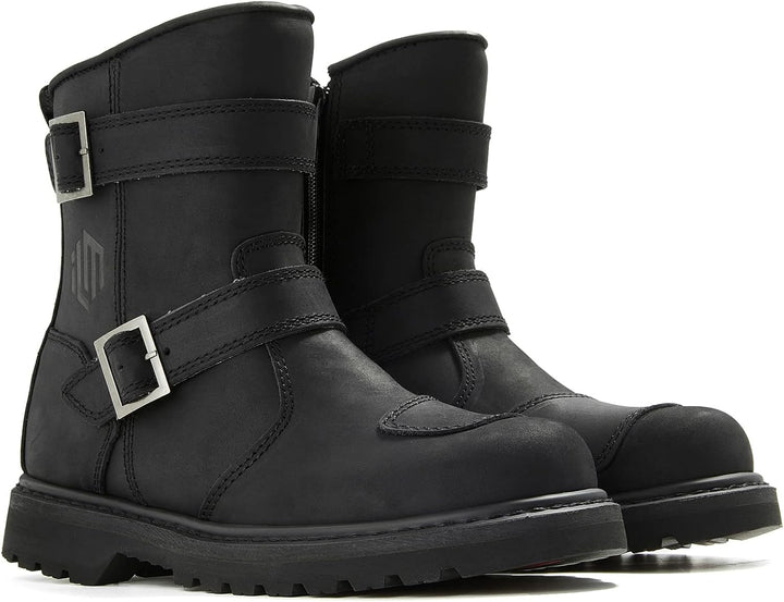 ILM Motorradstiefel-Motocross Stiefel Motorradschuhe Leder mit Seitlichem reissverschlüsse Herren Da