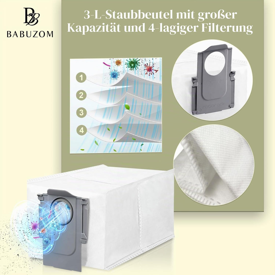 Zubehör für Roborock QV 35A / QV 35S Staubsauger, 2 Hauptbürste, 4 Hepa-Filter, 4 Wischtücher, 6 Sta
