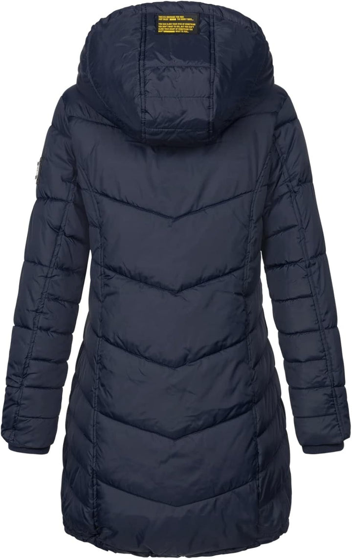 Sublevel Damen Jacke Steppmantel LSL-412 mit gefütterter Kapuze S inkwell blue, S inkwell blue