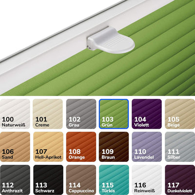 SchattenFreude Klemmfix-Plissee für Fenster | Mit Klemm-Haltern | Ohne Bohren | Grün, Breite: 150cm