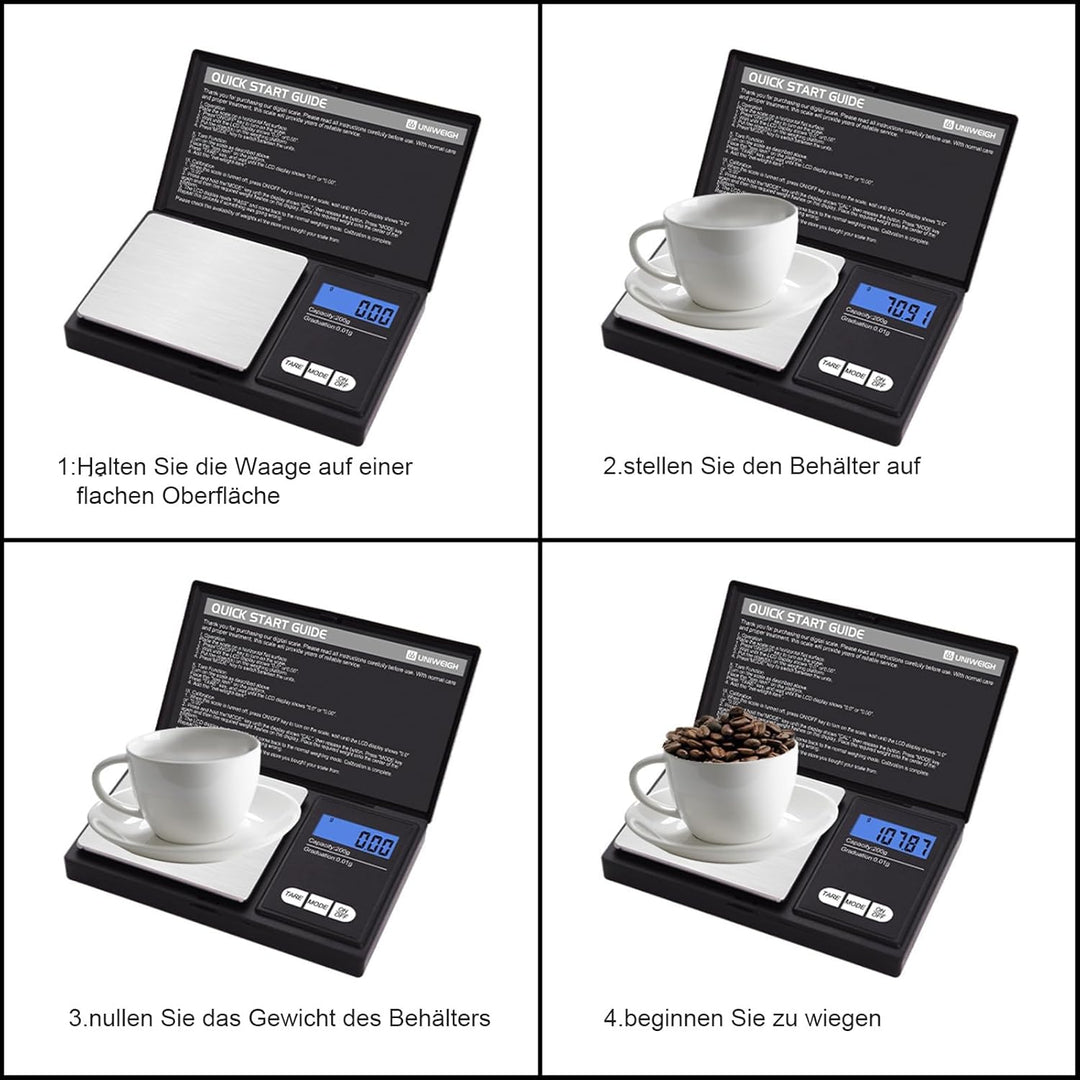 Digitale Grammwaage,200g 0.01g/0.001oz Gewichtswaage Gramm und Unze,Elektronische Smart Mini-Taschen