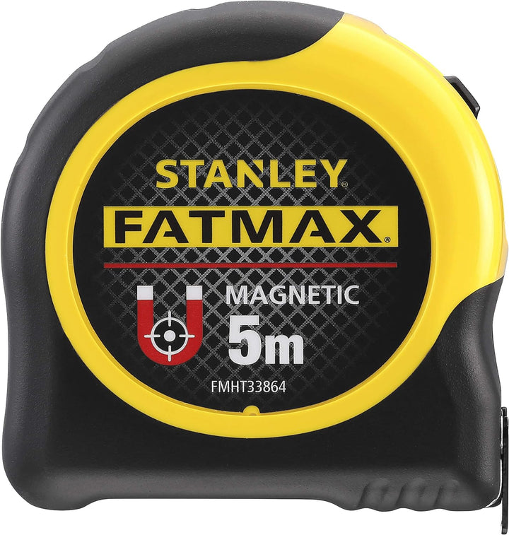 Stanley FatMax Bandmass Blade Armor, Magnethaken (5 m Länge, Feststeller, automatischer Rücklauf, Gü