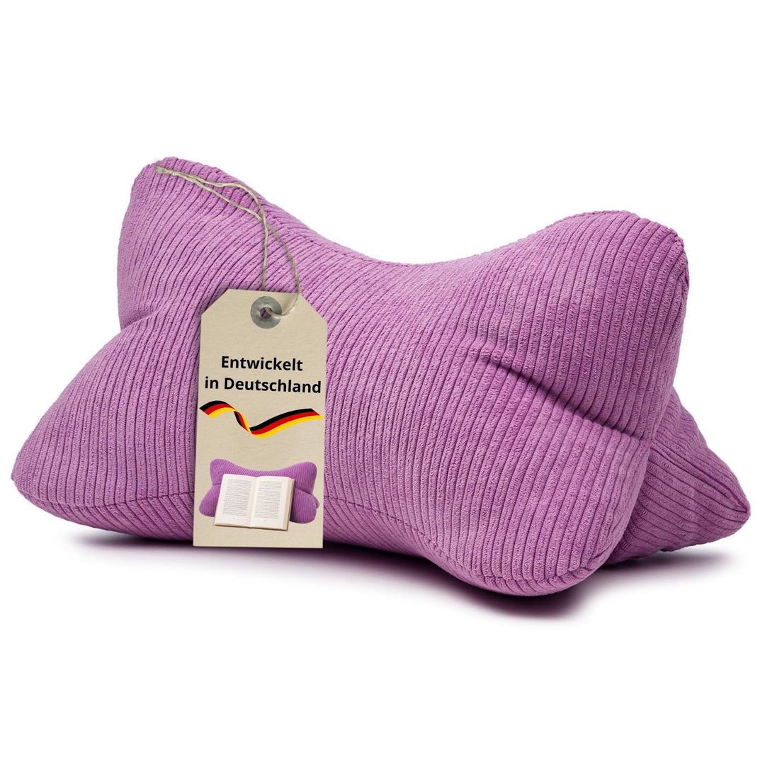 liebling Cord Lesekissen für Bett und Sofa, Bücherkissen, Lesehilfe, 40x25 cm, Leseknochen, Serie Ve