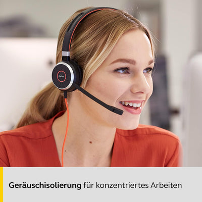 Jabra Evolve 40 UC Stereo Headset - Unified Communications Kopfhörer für VoIP Softphone mit passivem