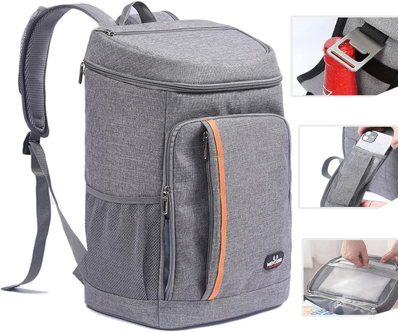 QINGLOU 25L Kühlrucksack Thermo Rucksack Picknickrucksack Kühltasche Gross Isoliert Cooler Bag Männe