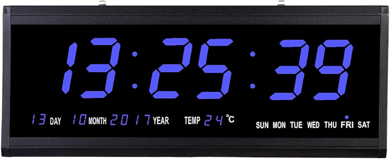 SABUIDDS 48cm Led Digitale Wanduhr mit Temperaturanzeige Kalenderuhr Wanduhren Digitaluhr Ziffer Dis