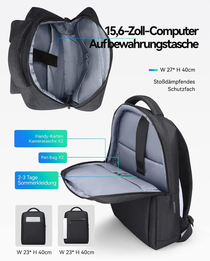 MARK RYDEN Laptop Rucksack Herren, 180 Grad Offen Schulrucksack Notebook Backpack Tagesrucksack, Was