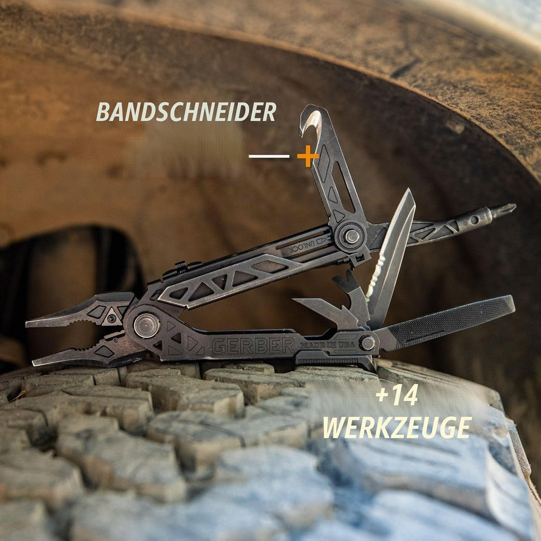 Gerber Multi-Tool mit Gürtel-Clip, Center-Drive Rescue, Mit Gurtschneider, 14 Funktionen und Nylon-S