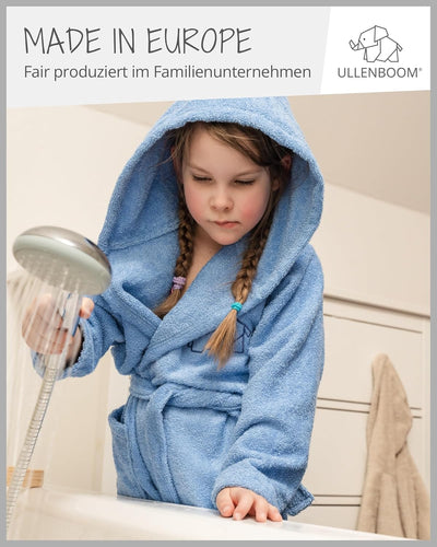 ULLENBOOM Bademantel Kinder, Frottee aus 100% Baumwolle (OEKO-TEX zertifiziert), Made in EU - Badeha