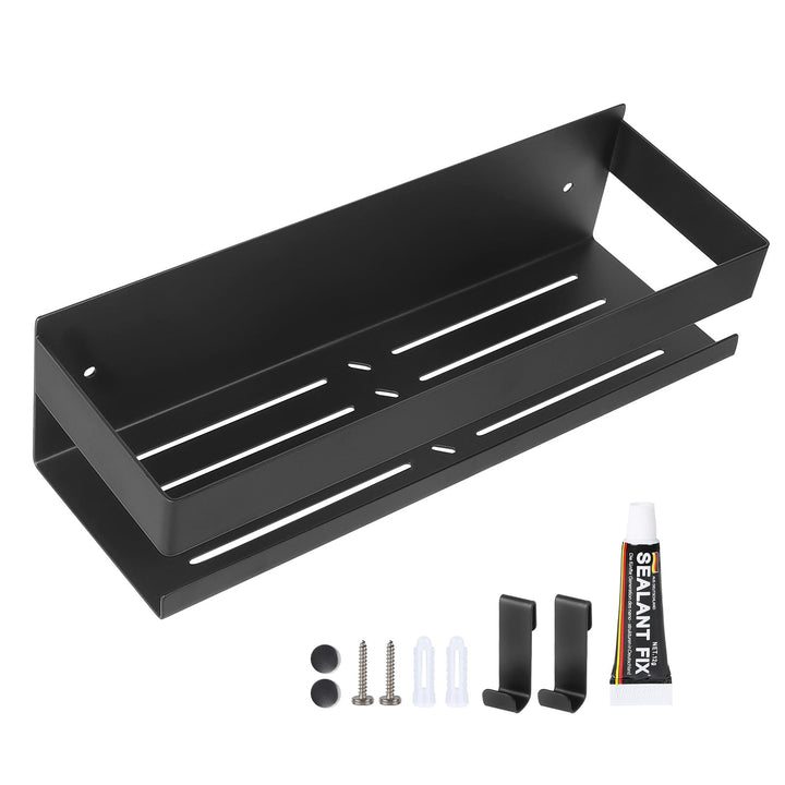 Duschablage Ohne Bohren 30CM 7.5cm Hoch, Duschregal Wand Edelstahl Badregal mit 2 Haken, Duschkorb S