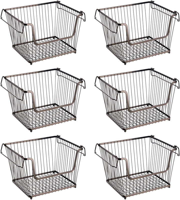 mDesign 6er-Set Allzweckkorb – der stapelbare Aufbewahrungskorb aus Metall – grosser, offener Drahtk
