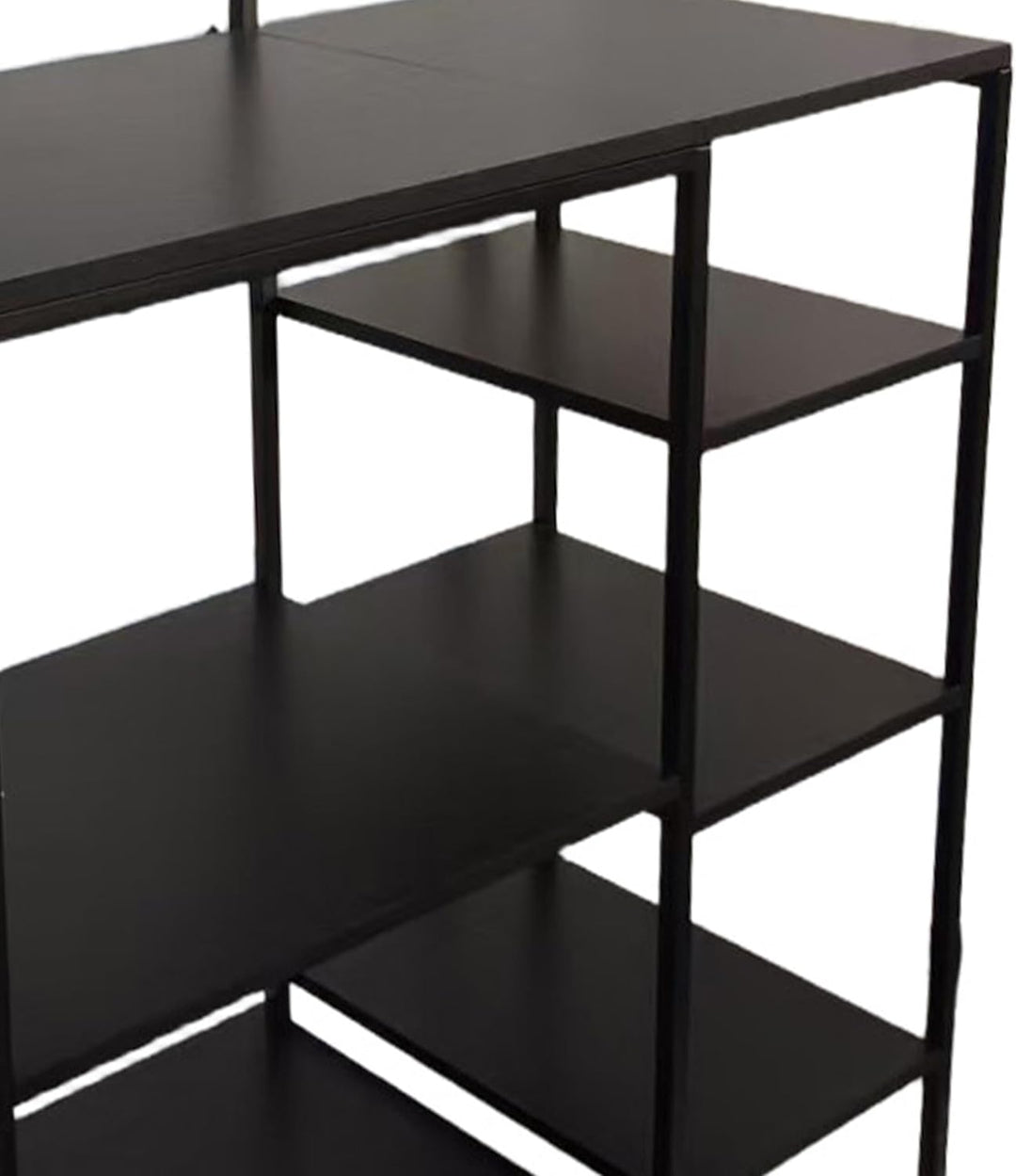 Relaxdays Küchenregal aus schwarzem Metall mit USB-Steckdosen, Halterung für Mikrowelle, 151 x 82 x
