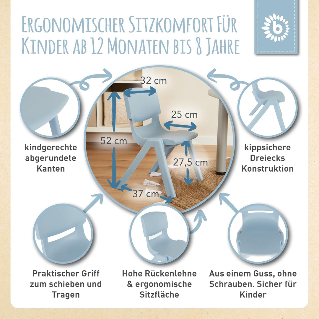 Bieco Kindertisch mit 2 stapelbaren Stühlen | für drinnen und draussen | Basteltisch und Maltisch fü