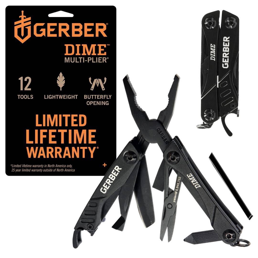 Gerber Multifunktionswerkzeug mit 12 Funktionen, Dime Pocket Multi-tool, Schwarz, 1014030 Schwarz (U