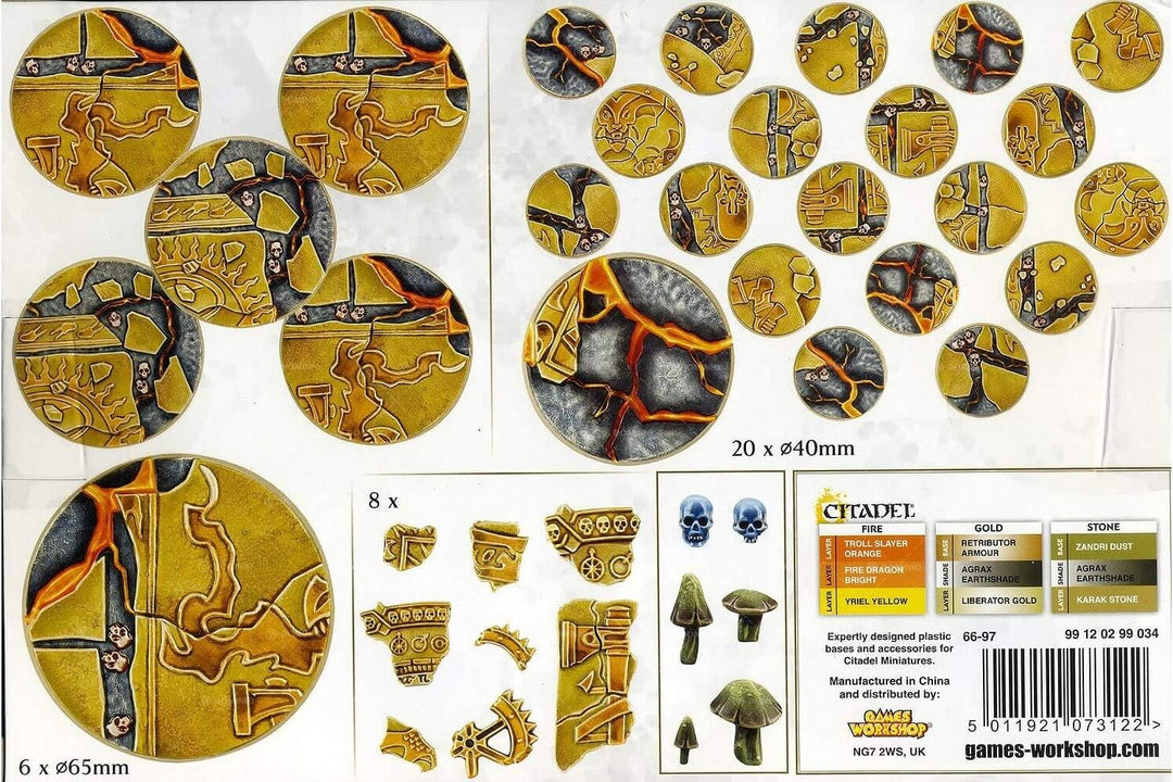Games Workshop 99120299034 Age of Sigmar Actionfigur Shattered Dominion Round Bases, 40/65 mm