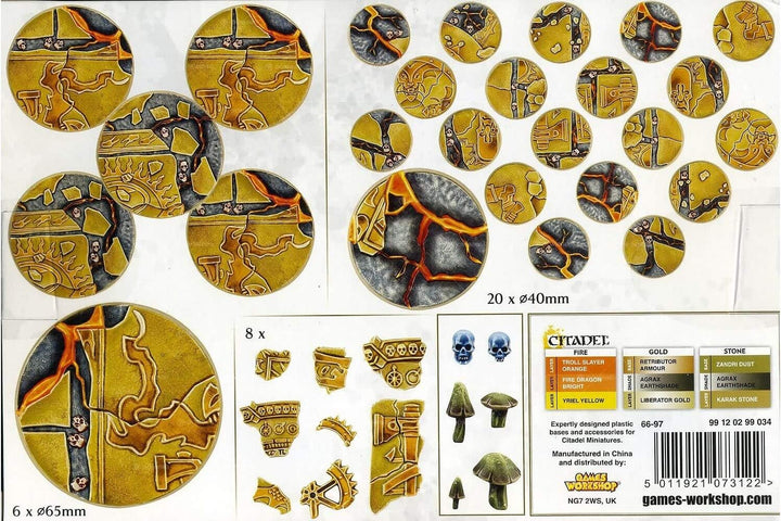 Games Workshop 99120299034 Age of Sigmar Actionfigur Shattered Dominion Round Bases, 40/65 mm